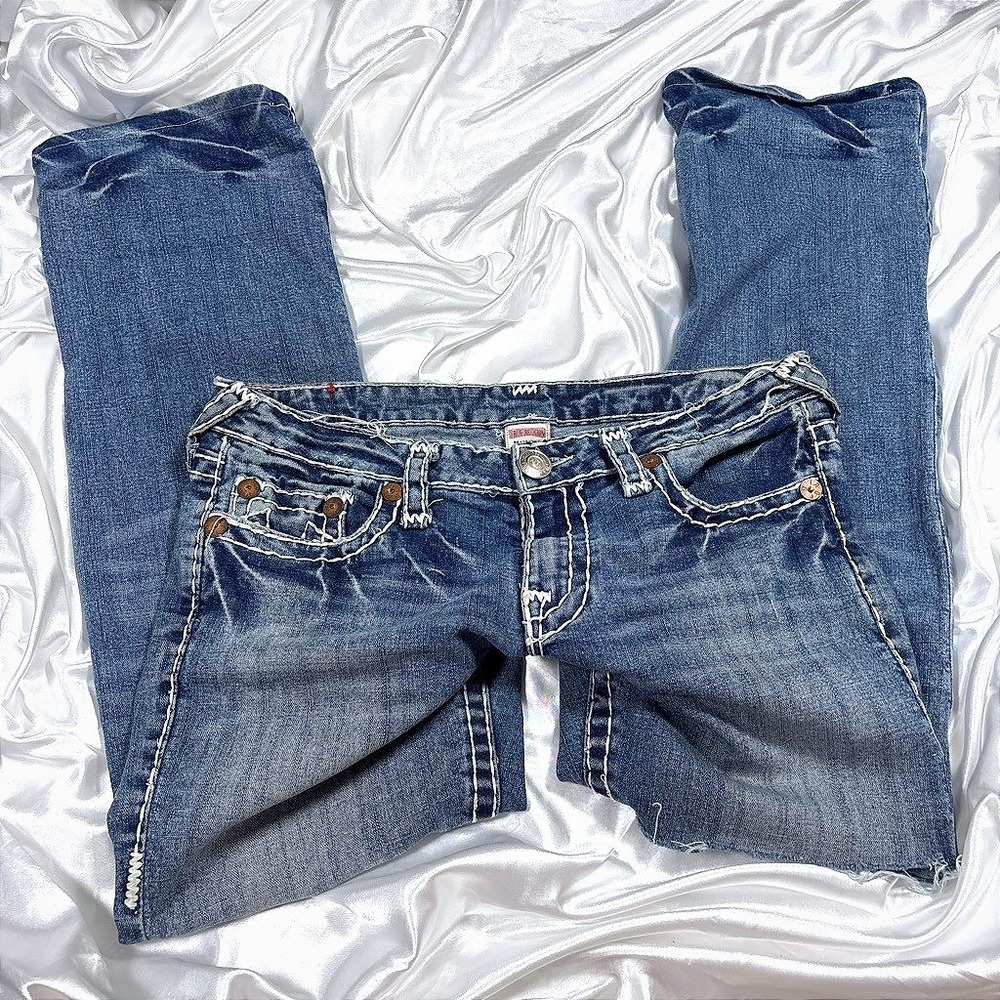 y2k distressed True Religion Johnny Super T Jeans Blue Good Straight Leg 31